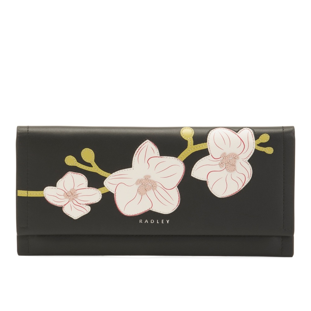 Radley London Black Floral Leather Lunar New Year Flapover Women's Clutch